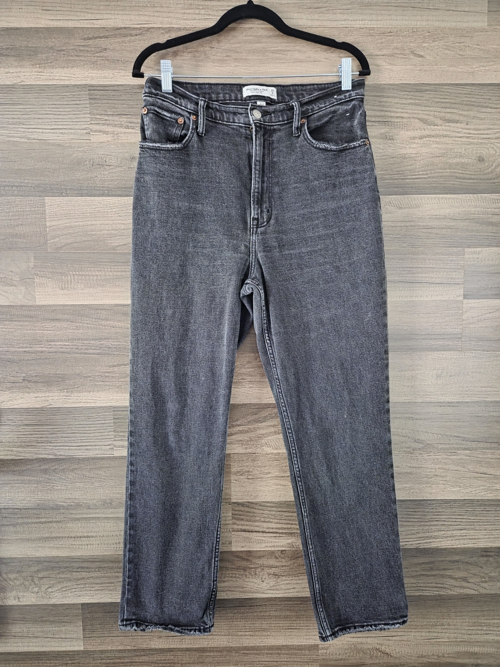 Abercrombie & Fitch Ankle Straight Ultra High Rise Curve Love Fades Black 29/8 L